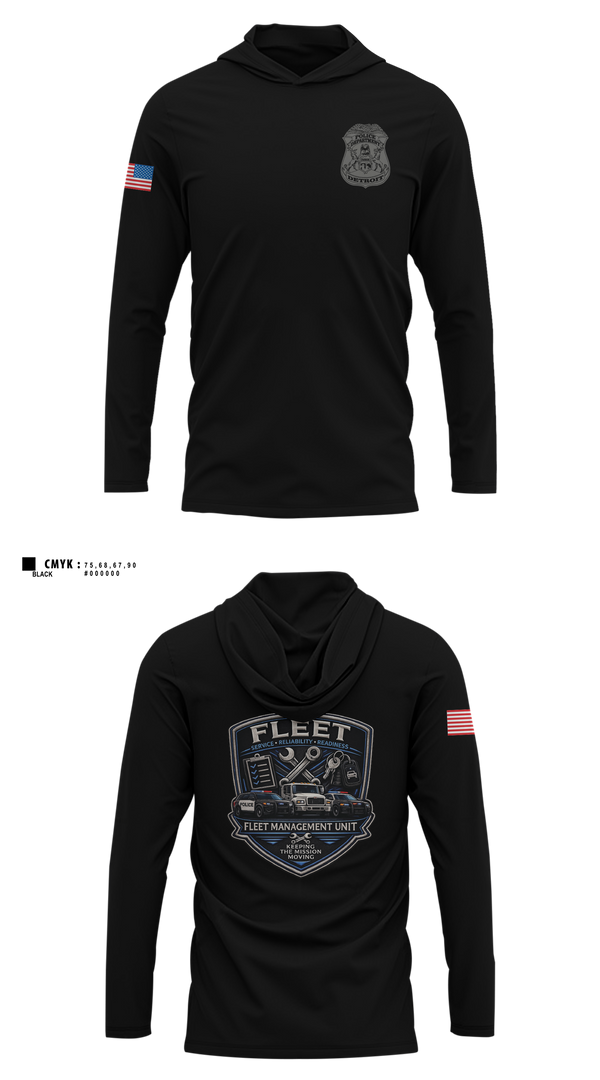 Long Sleeve Performance Shirt with hood, Fleet, Police, Teamtime, Team time, sublimation, custom sports apparel, team uniforms, spirit wear, spiritwear, sports uniforms, custom shirts, team store, custom team store, fundraiser sports, apparel fundraiser