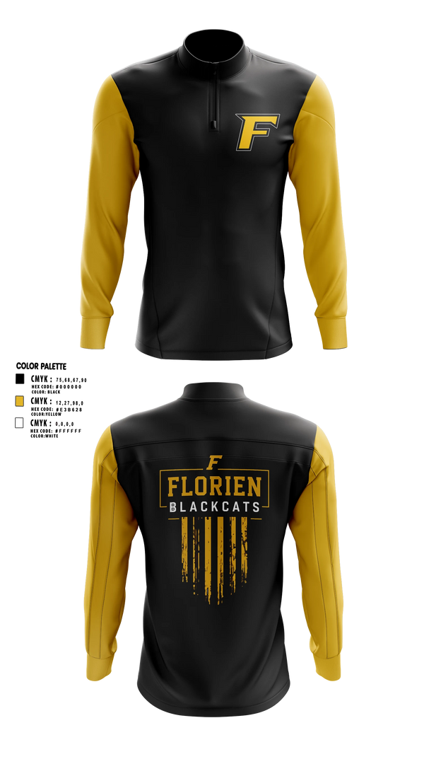 Quarter Zip Jacket, Florien Blackcats, Softball, Teamtime, Team time, sublimation, custom sports apparel, team uniforms, spirit wear, spiritwear, sports uniforms, custom shirts, team store, custom team store, fundraiser sports, apparel fundraiser
