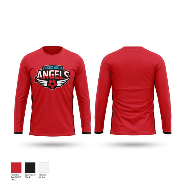 Long Sleeve Performance Shirt, Lakes Area Angels, Women's Soccer, Teamtime, Team time, sublimation, custom sports apparel, team uniforms, spirit wear, spiritwear, sports uniforms, custom shirts, team store, custom team store, fundraiser sports, apparel fundraiser