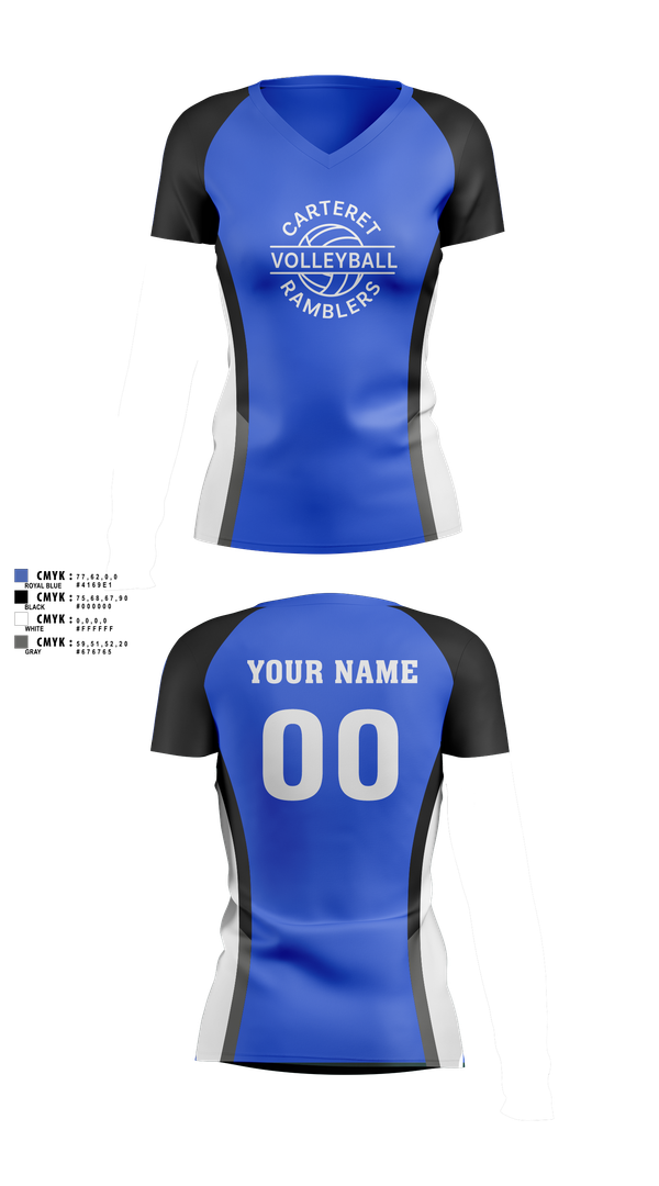 Womens Short Sleeve Vneck Shirt, Carteret Ramblers Volleyball, Women's Volleyball, Teamtime, Team time, sublimation, custom sports apparel, team uniforms, spirit wear, spiritwear, sports uniforms, custom shirts, team store, custom team store, fundraiser sports, apparel fundraiser