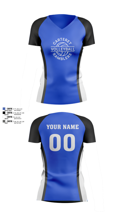 Womens Short Sleeve Vneck Shirt, Carteret Ramblers Volleyball, Women's Volleyball, Teamtime, Team time, sublimation, custom sports apparel, team uniforms, spirit wear, spiritwear, sports uniforms, custom shirts, team store, custom team store, fundraiser sports, apparel fundraiser