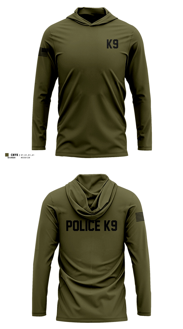 Long Sleeve hooded sunshirt, K9, Police, Teamtime, Team time, sublimation, custom sports apparel, team uniforms, spirit wear, spiritwear, sports uniforms, custom shirts, team store, custom team store, fundraiser sports, apparel fundraiser
