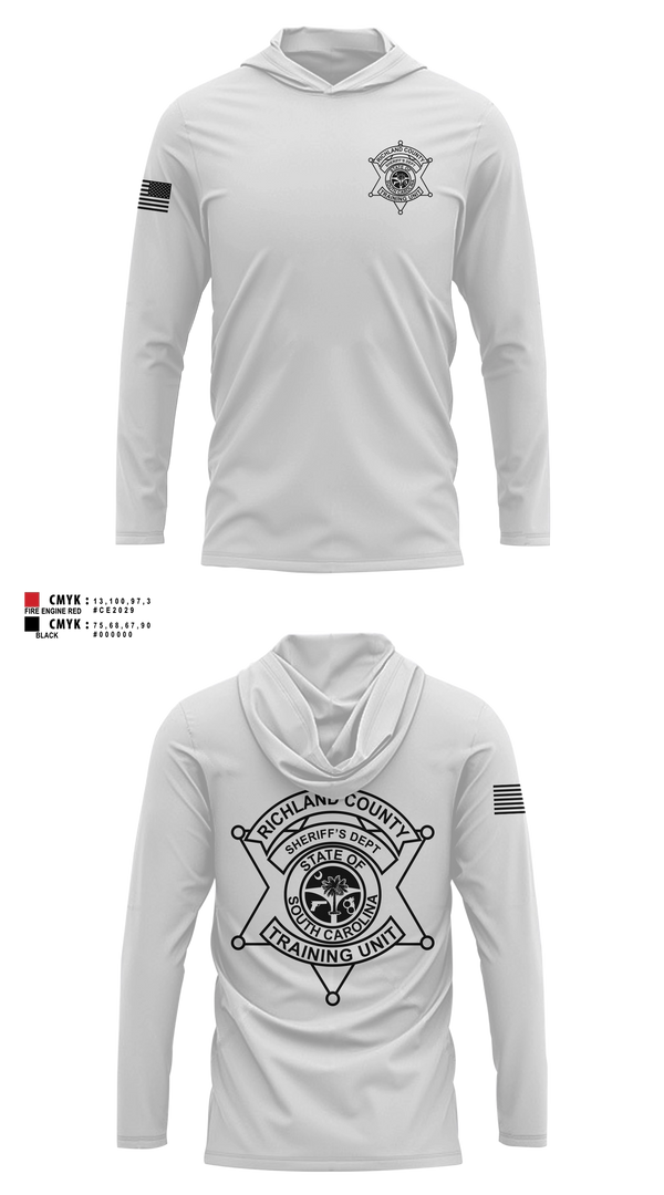 Long Sleeve hooded sunshirt, Richland County Sheriff's Department Training Unit, Police, Teamtime, Team time, sublimation, custom sports apparel, team uniforms, spirit wear, spiritwear, sports uniforms, custom shirts, team store, custom team store, fundraiser sports, apparel fundraiser