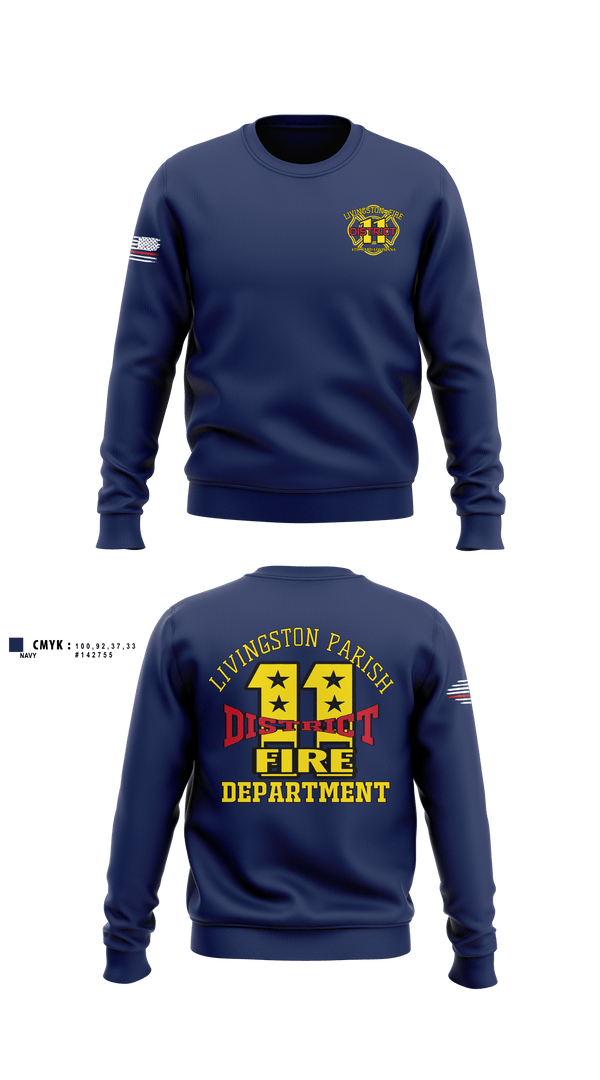 Crew Neck Sweatshirt, Livingston parish fire district 11, Fire Department, Teamtime, Team time, sublimation, custom sports apparel, team uniforms, spirit wear, spiritwear, sports uniforms, custom shirts, team store, custom team store, fundraiser sports, apparel fundraiser