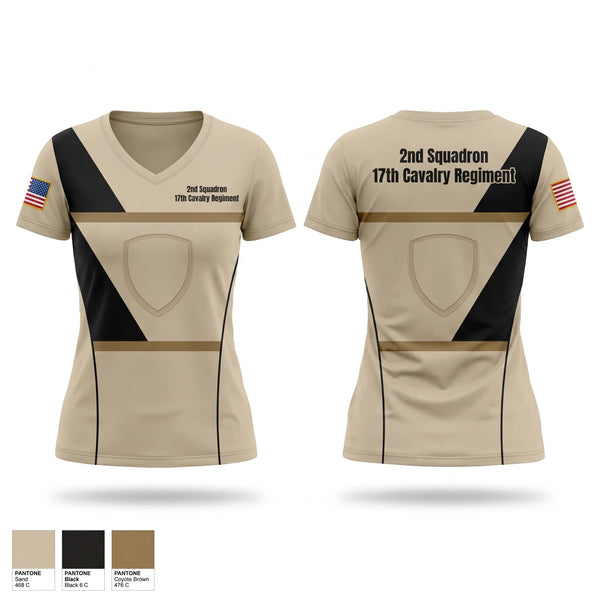 Womens Short Sleeve Vneck Shirt, 2nd Squadron 17th Cavalry Regiment, Army, Teamtime, Team time, sublimation, custom sports apparel, team uniforms, spirit wear, spiritwear, sports uniforms, custom shirts, team store, custom team store, fundraiser sports, apparel fundraiser