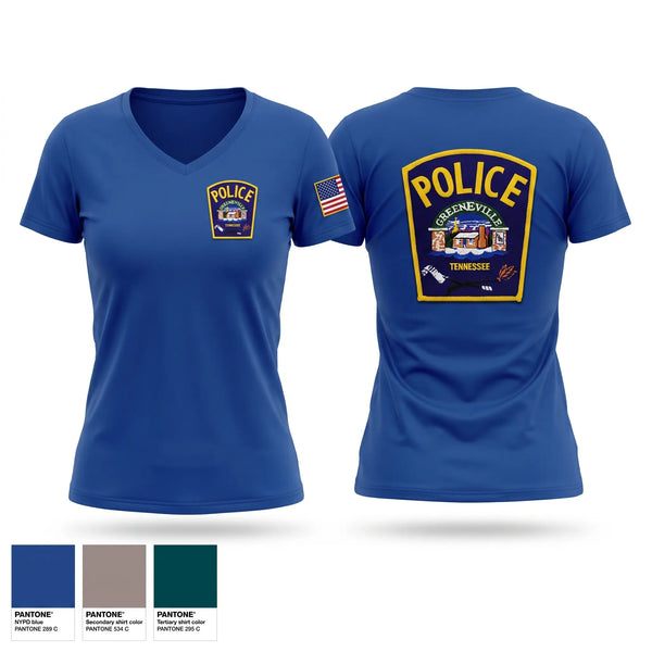 Womens Short Sleeve Vneck Shirt, Greeneville Police, Police, Teamtime, Team time, sublimation, custom sports apparel, team uniforms, spirit wear, spiritwear, sports uniforms, custom shirts, team store, custom team store, fundraiser sports, apparel fundraiser