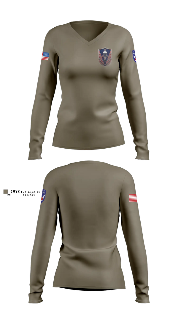 Womens Long Sleeve Vneck Shirt, 11th ADSB, Army, Teamtime, Team time, sublimation, custom sports apparel, team uniforms, spirit wear, spiritwear, sports uniforms, custom shirts, team store, custom team store, fundraiser sports, apparel fundraiser