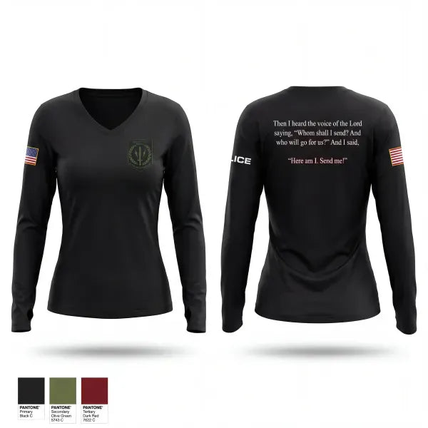 Womens Long Sleeve Vneck Shirt, Great Falls Police Department, Police, Teamtime, Team time, sublimation, custom sports apparel, team uniforms, spirit wear, spiritwear, sports uniforms, custom shirts, team store, custom team store, fundraiser sports, apparel fundraiser