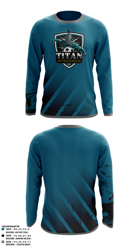 Long Sleeve Performance Shirt, Titan Strikers FC, Men's Soccer, Teamtime, Team time, sublimation, custom sports apparel, team uniforms, spirit wear, spiritwear, sports uniforms, custom shirts, team store, custom team store, fundraiser sports, apparel fundraiser