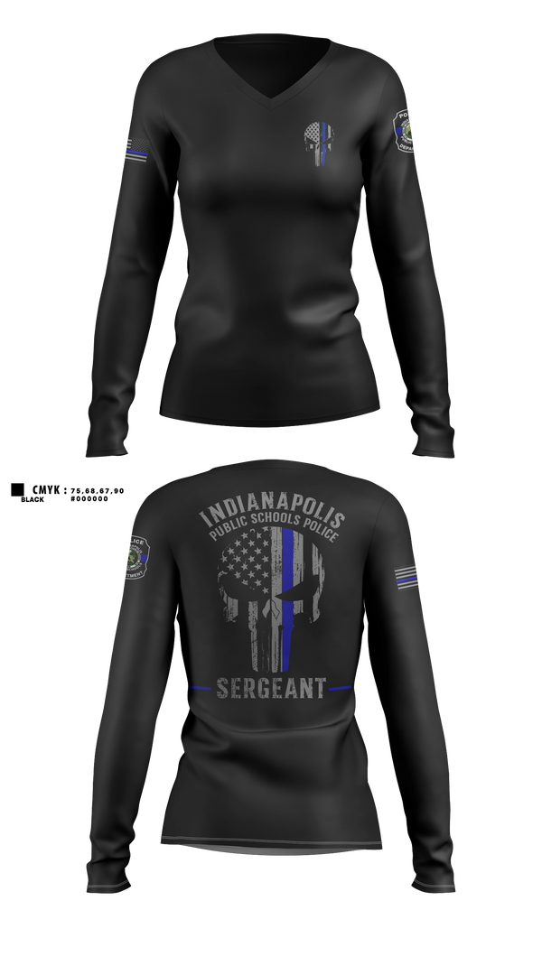 Womens Long Sleeve Vneck Shirt, IPSPD, Police, Teamtime, Team time, sublimation, custom sports apparel, team uniforms, spirit wear, spiritwear, sports uniforms, custom shirts, team store, custom team store, fundraiser sports, apparel fundraiser