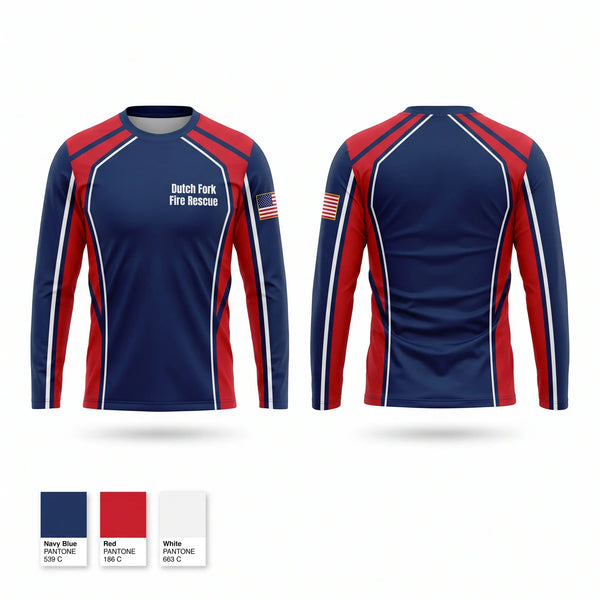 Long Sleeve Performance Shirt, Dutch Fork Fire Rescue, Fire Department, Teamtime, Team time, sublimation, custom sports apparel, team uniforms, spirit wear, spiritwear, sports uniforms, custom shirts, team store, custom team store, fundraiser sports, apparel fundraiser