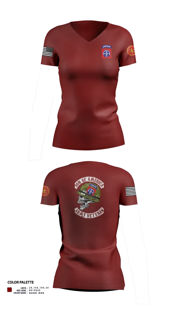 Womens Short Sleeve Vneck Shirt, 82d ABN DIV, , Teamtime, Team time, sublimation, custom sports apparel, team uniforms, spirit wear, spiritwear, sports uniforms, custom shirts, team store, custom team store, fundraiser sports, apparel fundraiser