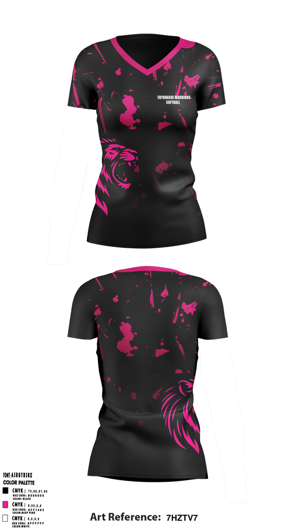 Womens Short Sleeve Vneck Shirt, Toyohashi warriors, Softball, Teamtime, Team time, sublimation, custom sports apparel, team uniforms, spirit wear, spiritwear, sports uniforms, custom shirts, team store, custom team store, fundraiser sports, apparel fundraiser
