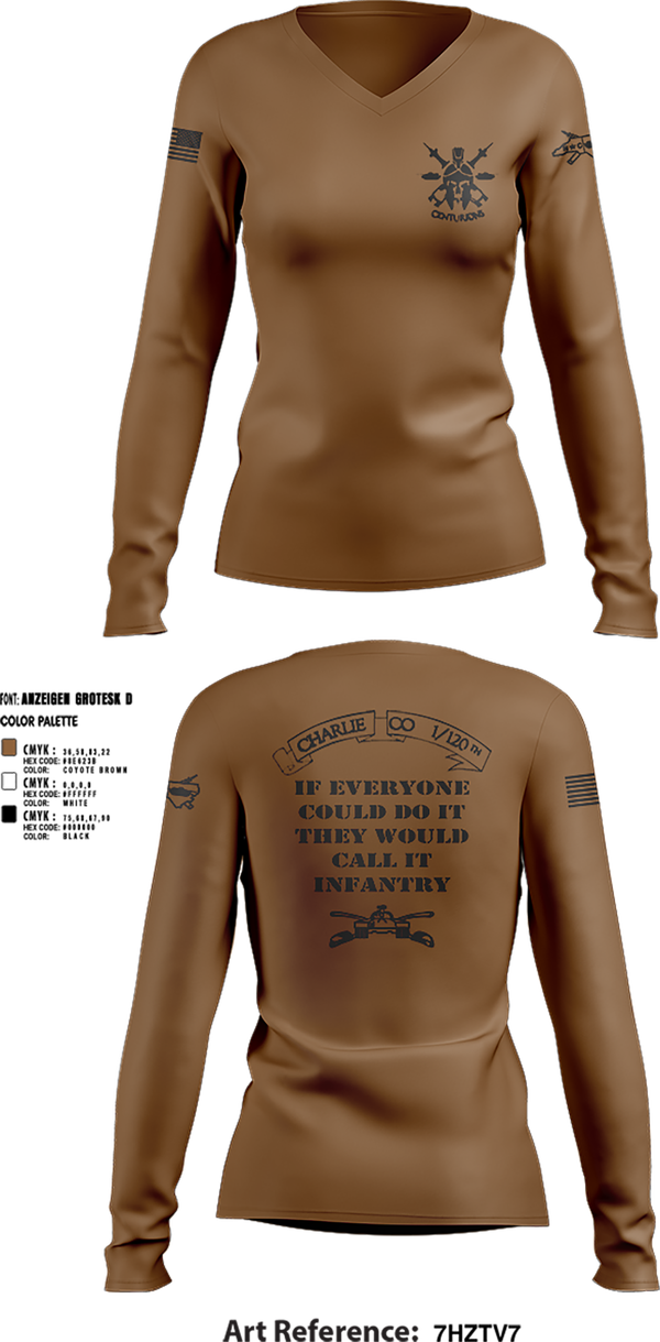 Womens Long Sleeve Vneck Shirt, Charlie Co, Army, Teamtime, Team time, sublimation, custom sports apparel, team uniforms, spirit wear, spiritwear, sports uniforms, custom shirts, team store, custom team store, fundraiser sports, apparel fundraiser