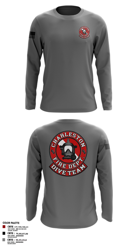 Long Sleeve Performance Shirt, Charleston Fire Dept Dive Team, Fire Department, Teamtime, Team time, sublimation, custom sports apparel, team uniforms, spirit wear, spiritwear, sports uniforms, custom shirts, team store, custom team store, fundraiser sports, apparel fundraiser