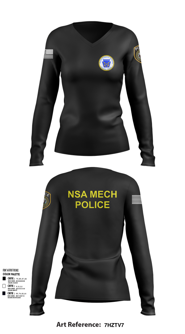 Womens Long Sleeve Vneck Shirt, NSA Mechanicsburg, , Teamtime, Team time, sublimation, custom sports apparel, team uniforms, spirit wear, spiritwear, sports uniforms, custom shirts, team store, custom team store, fundraiser sports, apparel fundraiser