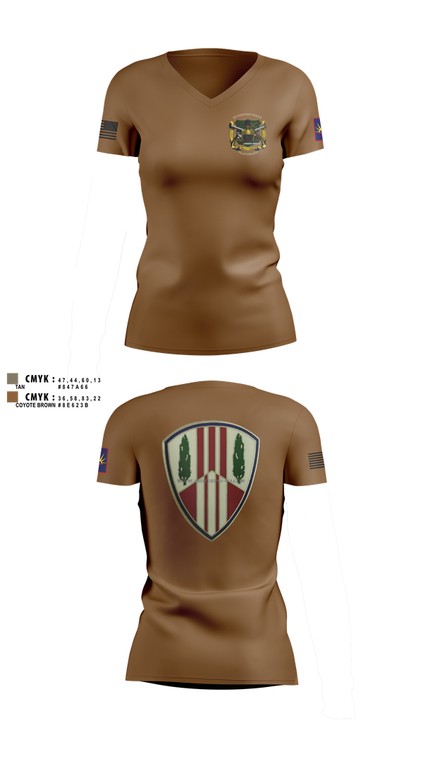 Womens Short Sleeve Vneck Shirt, 107th MP Company, , Teamtime, Team time, sublimation, custom sports apparel, team uniforms, spirit wear, spiritwear, sports uniforms, custom shirts, team store, custom team store, fundraiser sports, apparel fundraiser