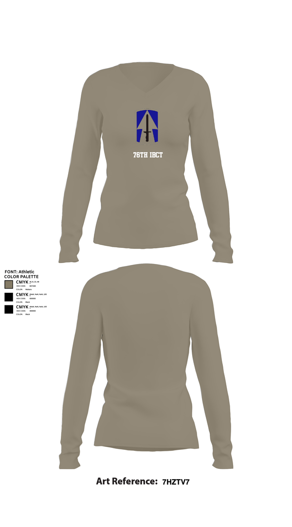 Womens Long Sleeve Vneck Shirt, 76th IBCT, , Teamtime, Team time, sublimation, custom sports apparel, team uniforms, spirit wear, spiritwear, sports uniforms, custom shirts, team store, custom team store, fundraiser sports, apparel fundraiser