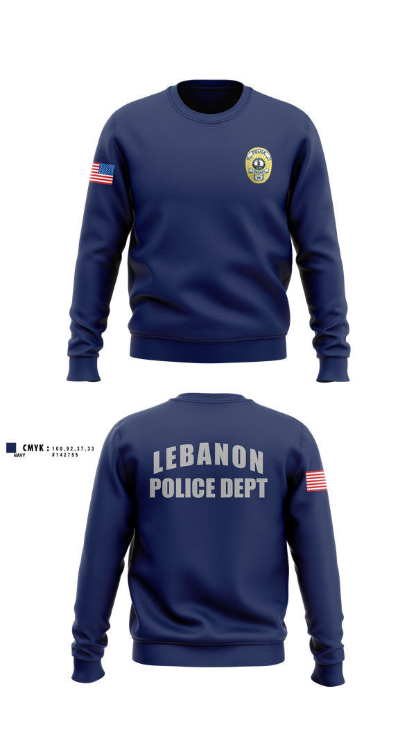 Crew Neck Sweatshirt, Lebanon Police Department, Police, Teamtime, Team time, sublimation, custom sports apparel, team uniforms, spirit wear, spiritwear, sports uniforms, custom shirts, team store, custom team store, fundraiser sports, apparel fundraiser