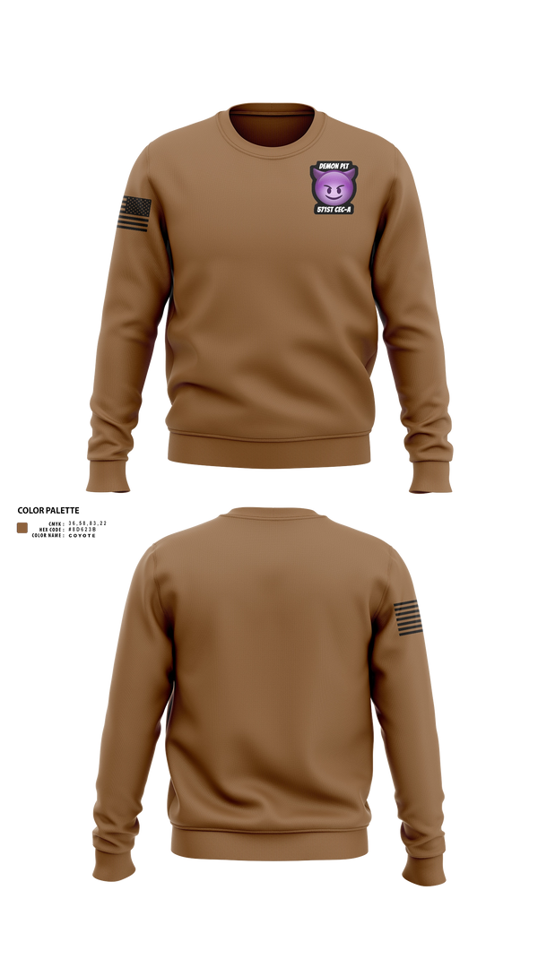 Crew Neck Sweatshirt, Demon PLT, Army, Teamtime, Team time, sublimation, custom sports apparel, team uniforms, spirit wear, spiritwear, sports uniforms, custom shirts, team store, custom team store, fundraiser sports, apparel fundraiser