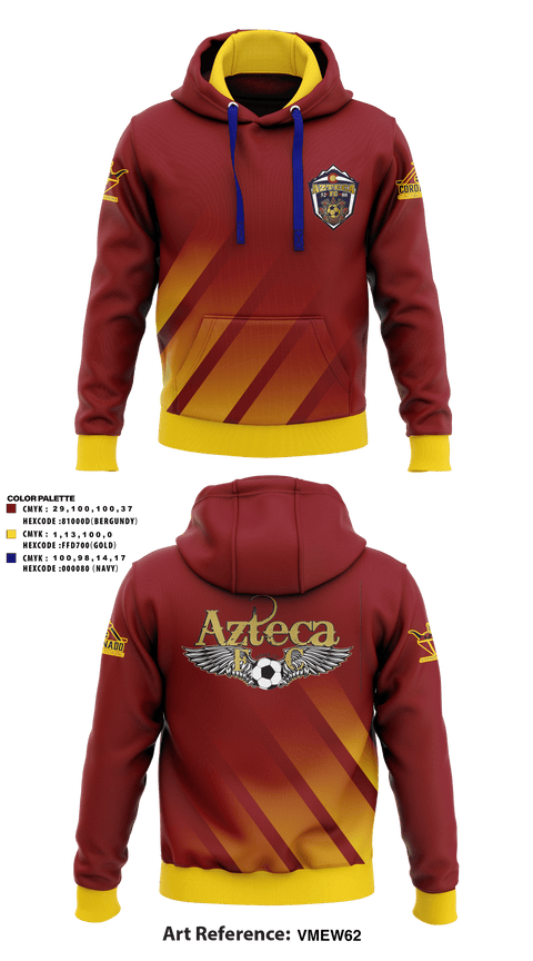 Hoodie, Azteca, Men's Soccer, Teamtime, Team time, sublimation, custom sports apparel, team uniforms, spirit wear, spiritwear, sports uniforms, custom shirts, team store, custom team store, fundraiser sports, apparel fundraiser