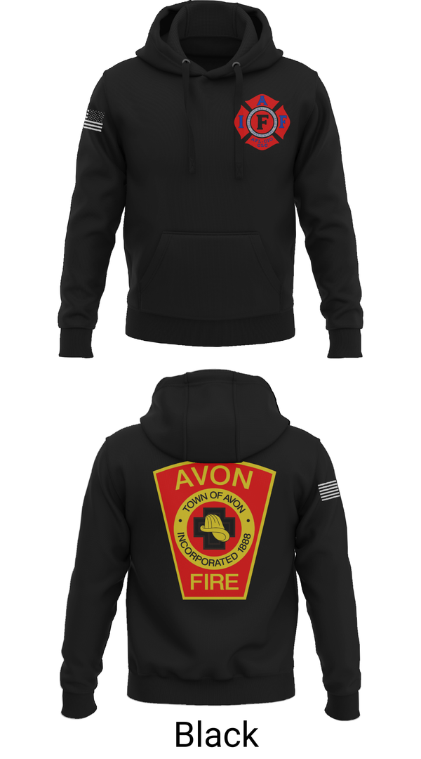 Hoodie, Avon Fire Department, Fire Department, Teamtime, Team time, sublimation, custom sports apparel, team uniforms, spirit wear, spiritwear, sports uniforms, custom shirts, team store, custom team store, fundraiser sports, apparel fundraiser