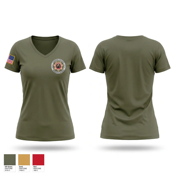 Womens Short Sleeve Vneck Shirt, Larimer County Sheriff K9, Police, Teamtime, Team time, sublimation, custom sports apparel, team uniforms, spirit wear, spiritwear, sports uniforms, custom shirts, team store, custom team store, fundraiser sports, apparel fundraiser
