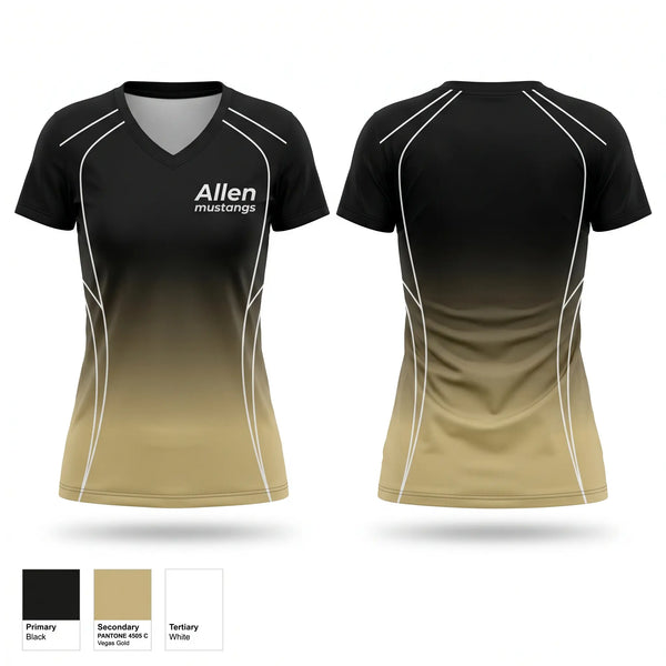 Womens Short Sleeve Vneck Shirt, Allen mustangs, Cheer, Teamtime, Team time, sublimation, custom sports apparel, team uniforms, spirit wear, spiritwear, sports uniforms, custom shirts, team store, custom team store, fundraiser sports, apparel fundraiser