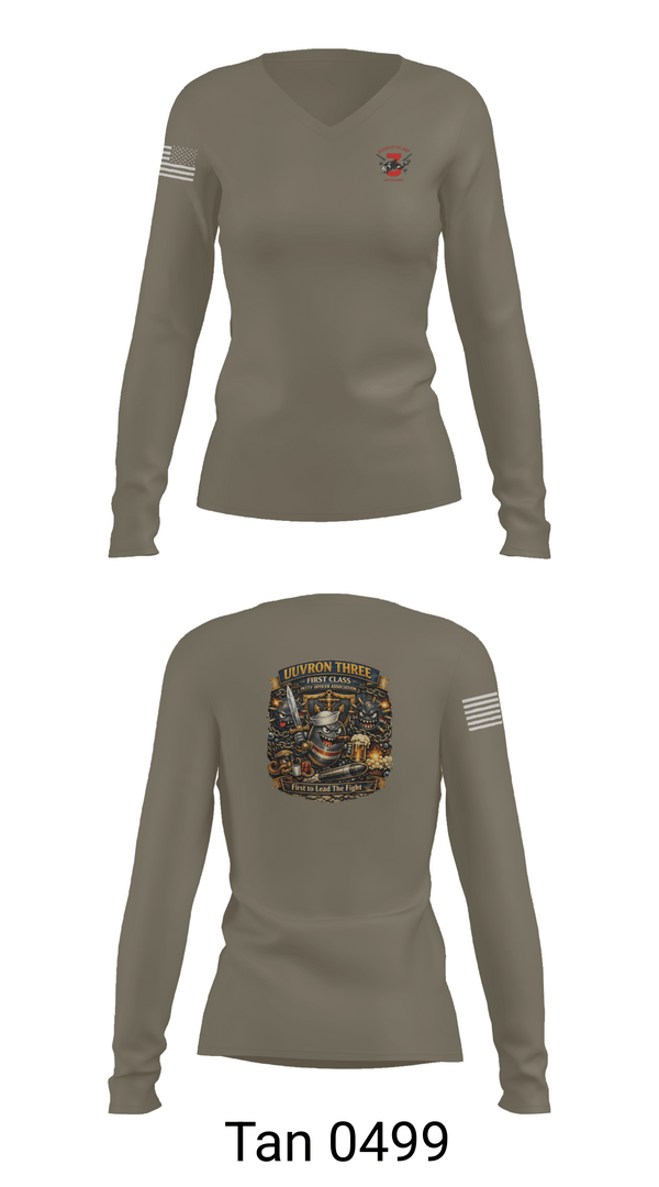 Womens Long Sleeve Vneck Shirt, UUVRON THREE FCPOA, Navy, Teamtime, Team time, sublimation, custom sports apparel, team uniforms, spirit wear, spiritwear, sports uniforms, custom shirts, team store, custom team store, fundraiser sports, apparel fundraiser