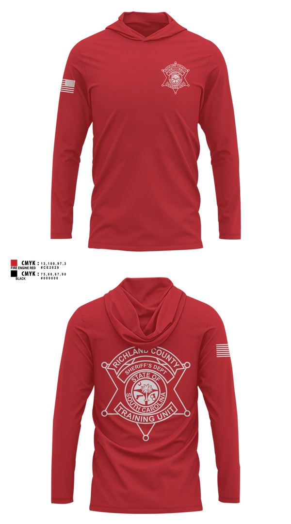 Long Sleeve hooded sunshirt, Richland County Sheriff's Department Training Unit, Police, Teamtime, Team time, sublimation, custom sports apparel, team uniforms, spirit wear, spiritwear, sports uniforms, custom shirts, team store, custom team store, fundraiser sports, apparel fundraiser