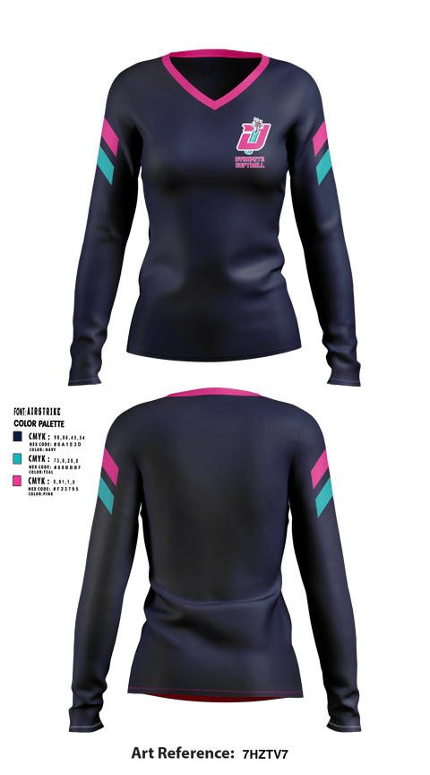 Womens Long Sleeve Vneck Shirt, Dynamite, Softball, Teamtime, Team time, sublimation, custom sports apparel, team uniforms, spirit wear, spiritwear, sports uniforms, custom shirts, team store, custom team store, fundraiser sports, apparel fundraiser