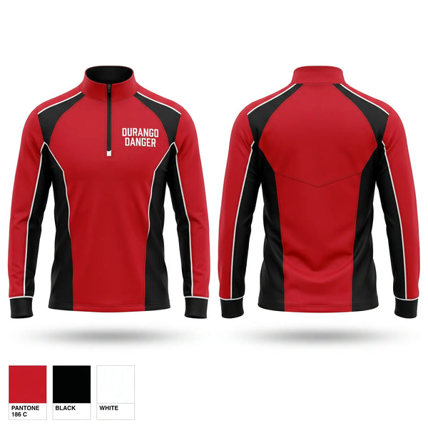 Quarter Zip Jacket, Durango Danger, Softball, Teamtime, Team time, sublimation, custom sports apparel, team uniforms, spirit wear, spiritwear, sports uniforms, custom shirts, team store, custom team store, fundraiser sports, apparel fundraiser