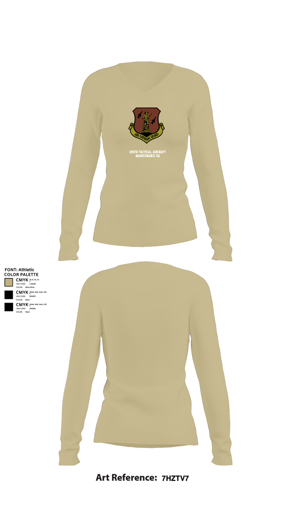 Womens Long Sleeve Vneck Shirt, 125th Tactical Aircraft Maintenance SQ, , Teamtime, Team time, sublimation, custom sports apparel, team uniforms, spirit wear, spiritwear, sports uniforms, custom shirts, team store, custom team store, fundraiser sports, apparel fundraiser