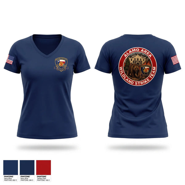 Womens Short Sleeve Vneck Shirt, Bexar county wildland, Fire Department, Teamtime, Team time, sublimation, custom sports apparel, team uniforms, spirit wear, spiritwear, sports uniforms, custom shirts, team store, custom team store, fundraiser sports, apparel fundraiser