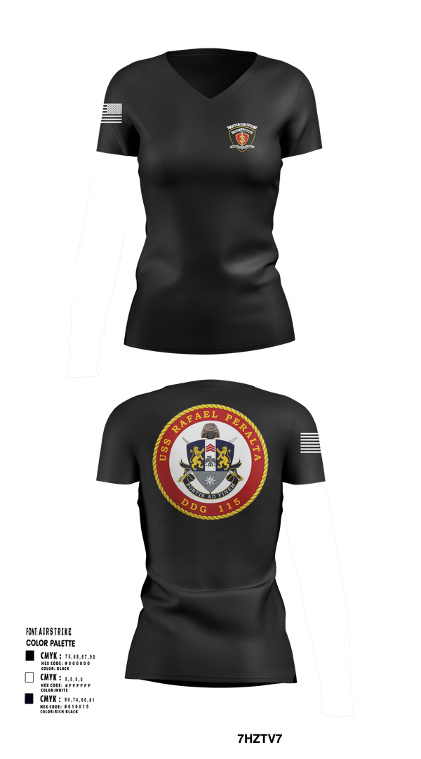 Womens Short Sleeve Vneck Shirt, USS Rafael Peralta DDG 115, Navy, Teamtime, Team time, sublimation, custom sports apparel, team uniforms, spirit wear, spiritwear, sports uniforms, custom shirts, team store, custom team store, fundraiser sports, apparel fundraiser