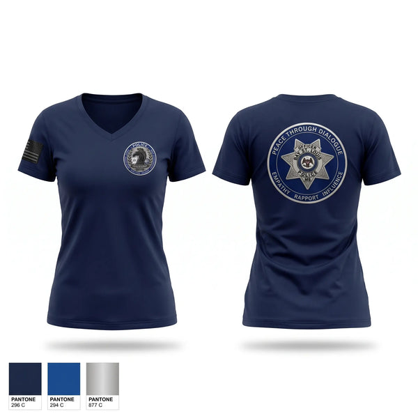 Womens Short Sleeve Vneck Shirt, Crisis Negotiations Unit, Police, Teamtime, Team time, sublimation, custom sports apparel, team uniforms, spirit wear, spiritwear, sports uniforms, custom shirts, team store, custom team store, fundraiser sports, apparel fundraiser