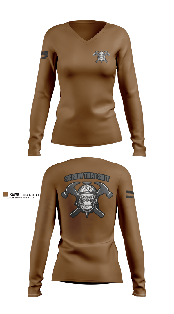 Womens Long Sleeve Vneck Shirt, HEAVY HITTERS, Army, Teamtime, Team time, sublimation, custom sports apparel, team uniforms, spirit wear, spiritwear, sports uniforms, custom shirts, team store, custom team store, fundraiser sports, apparel fundraiser