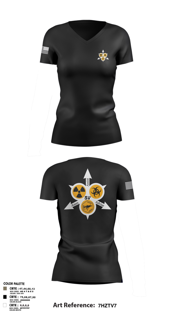 Womens Short Sleeve Vneck Shirt, 51st WMD-CST, , Teamtime, Team time, sublimation, custom sports apparel, team uniforms, spirit wear, spiritwear, sports uniforms, custom shirts, team store, custom team store, fundraiser sports, apparel fundraiser