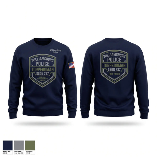 Crew Neck Sweatshirt, Williamsburg Police, Police, Teamtime, Team time, sublimation, custom sports apparel, team uniforms, spirit wear, spiritwear, sports uniforms, custom shirts, team store, custom team store, fundraiser sports, apparel fundraiser