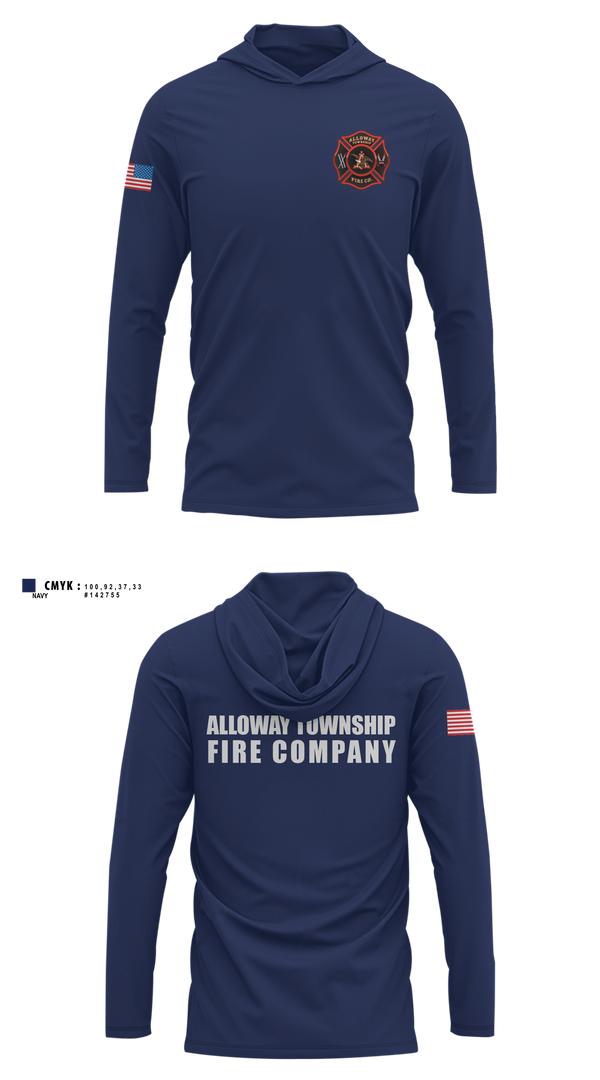 Long Sleeve Hooded Sun Shirt, Alloway Township Fire Company, Fire Department, Teamtime, Team time, sublimation, custom sports apparel, team uniforms, spirit wear, spiritwear, sports uniforms, custom shirts, team store, custom team store, fundraiser sports, apparel fundraiser