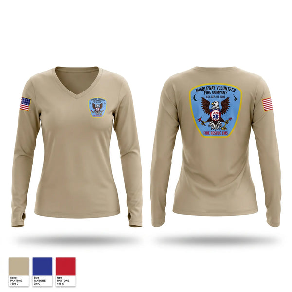 Womens Long Sleeve Vneck Shirt, Middleway, EMS/EMT, Teamtime, Team time, sublimation, custom sports apparel, team uniforms, spirit wear, spiritwear, sports uniforms, custom shirts, team store, custom team store, fundraiser sports, apparel fundraiser