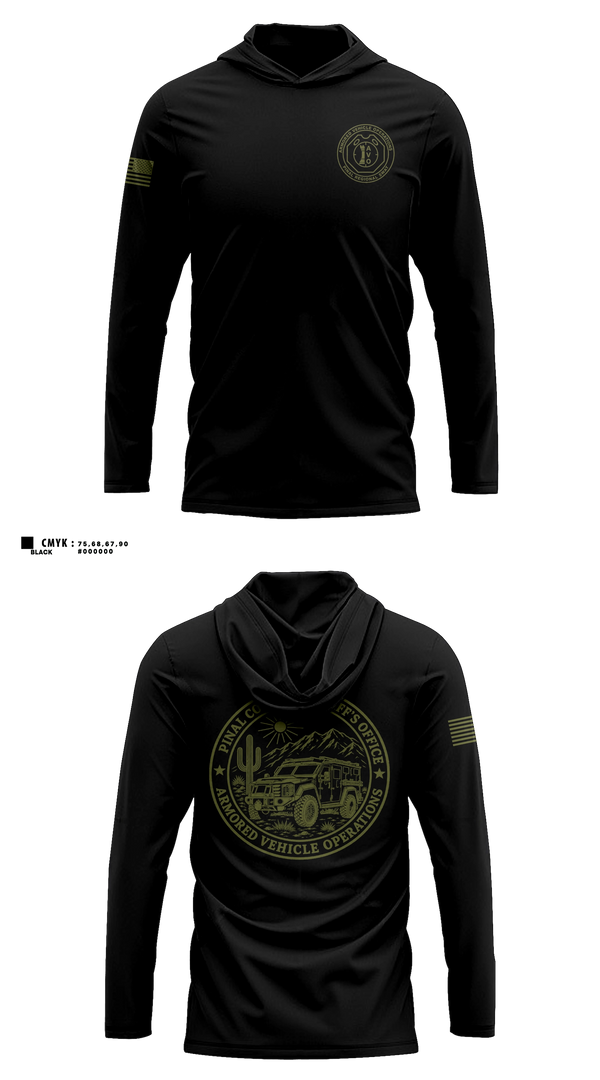 Long Sleeve hooded sunshirt, PCSO AVO, Police, Teamtime, Team time, sublimation, custom sports apparel, team uniforms, spirit wear, spiritwear, sports uniforms, custom shirts, team store, custom team store, fundraiser sports, apparel fundraiser