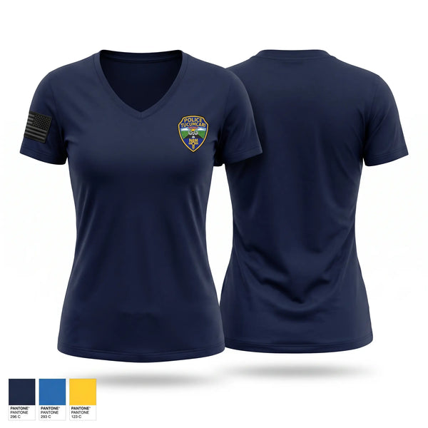 Womens Short Sleeve Vneck Shirt, Tucumcari Police Department, Police, Teamtime, Team time, sublimation, custom sports apparel, team uniforms, spirit wear, spiritwear, sports uniforms, custom shirts, team store, custom team store, fundraiser sports, apparel fundraiser