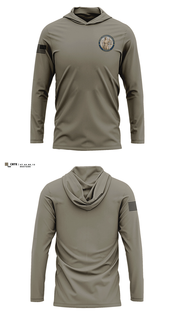 Long Sleeve hooded sunshirt, ADC, TJAGLCS, Army, Teamtime, Team time, sublimation, custom sports apparel, team uniforms, spirit wear, spiritwear, sports uniforms, custom shirts, team store, custom team store, fundraiser sports, apparel fundraiser