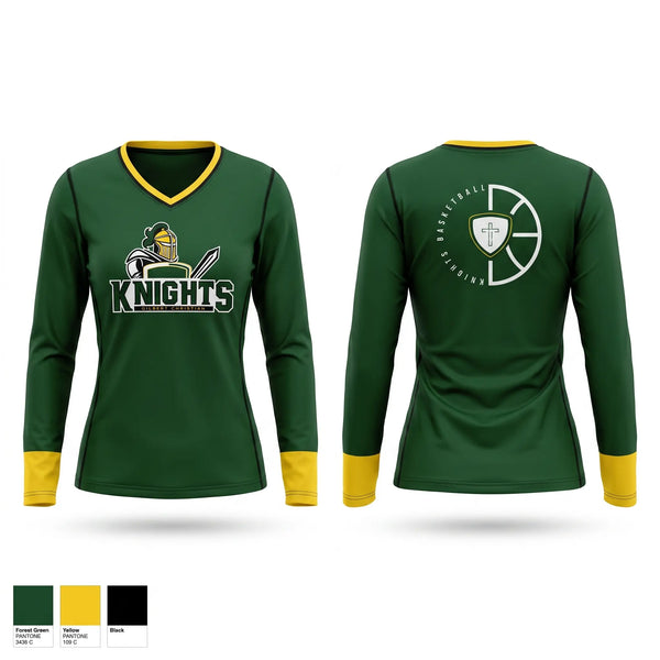 Womens Long Sleeve Vneck Shirt, Knights, Men's Basketball, Teamtime, Team time, sublimation, custom sports apparel, team uniforms, spirit wear, spiritwear, sports uniforms, custom shirts, team store, custom team store, fundraiser sports, apparel fundraiser
