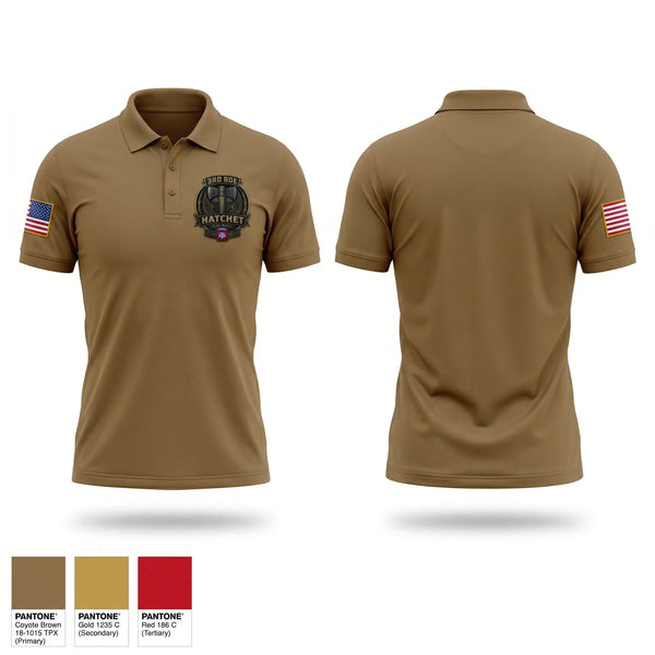 Short Sleeve Performance Polo, Hatchet Company 3/82nd, Army, Teamtime, Team time, sublimation, custom sports apparel, team uniforms, spirit wear, spiritwear, sports uniforms, custom shirts, team store, custom team store, fundraiser sports, apparel fundraiser