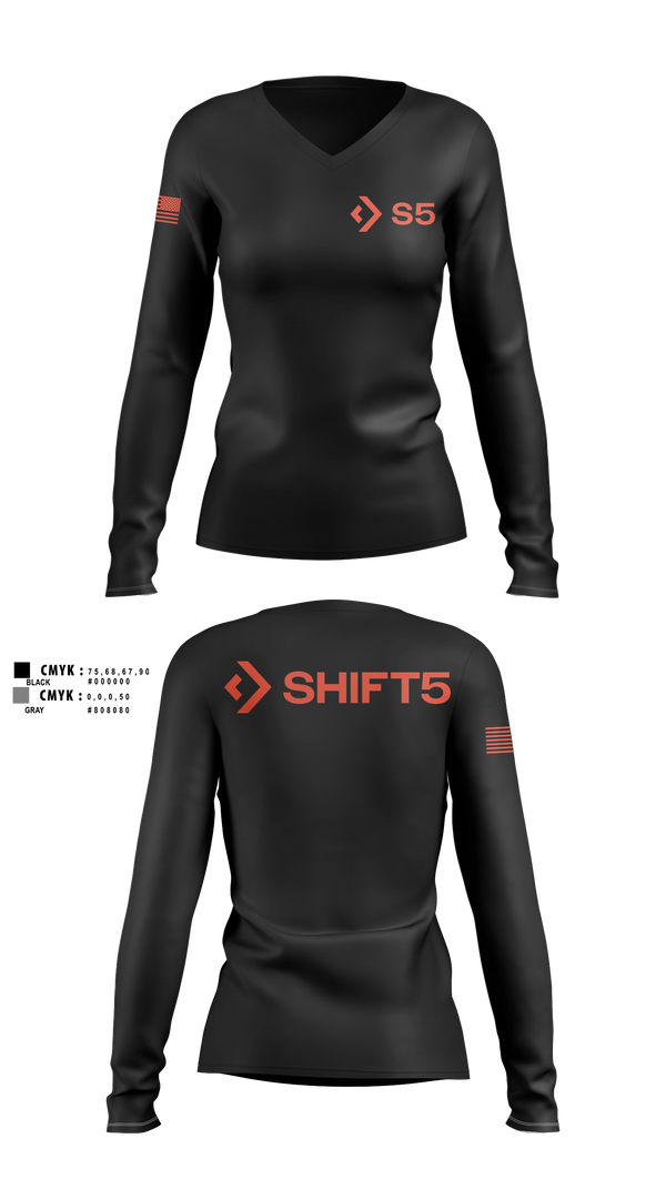 Womens Long Sleeve Vneck Shirt, Shift5, , Teamtime, Team time, sublimation, custom sports apparel, team uniforms, spirit wear, spiritwear, sports uniforms, custom shirts, team store, custom team store, fundraiser sports, apparel fundraiser