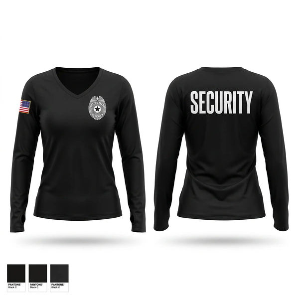 Womens Long Sleeve Vneck Shirt, Frontier security, Police, Teamtime, Team time, sublimation, custom sports apparel, team uniforms, spirit wear, spiritwear, sports uniforms, custom shirts, team store, custom team store, fundraiser sports, apparel fundraiser