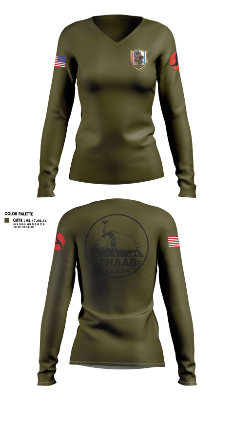 Womens Long Sleeve Vneck Shirt, 13th MDB, Army, Teamtime, Team time, sublimation, custom sports apparel, team uniforms, spirit wear, spiritwear, sports uniforms, custom shirts, team store, custom team store, fundraiser sports, apparel fundraiser