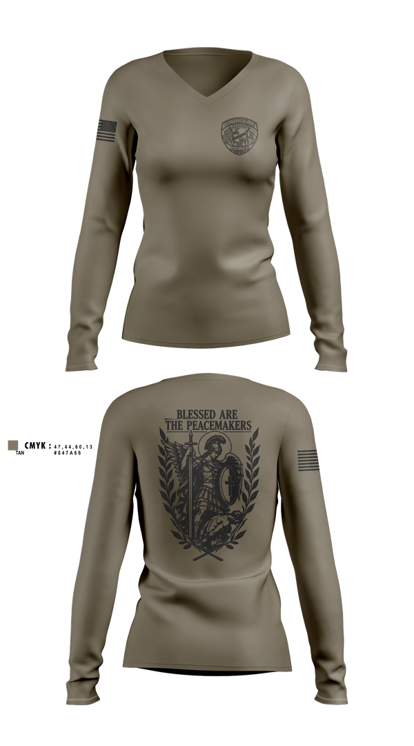 Womens Long Sleeve Vneck Shirt, Blytheville Police Department, Police, Teamtime, Team time, sublimation, custom sports apparel, team uniforms, spirit wear, spiritwear, sports uniforms, custom shirts, team store, custom team store, fundraiser sports, apparel fundraiser